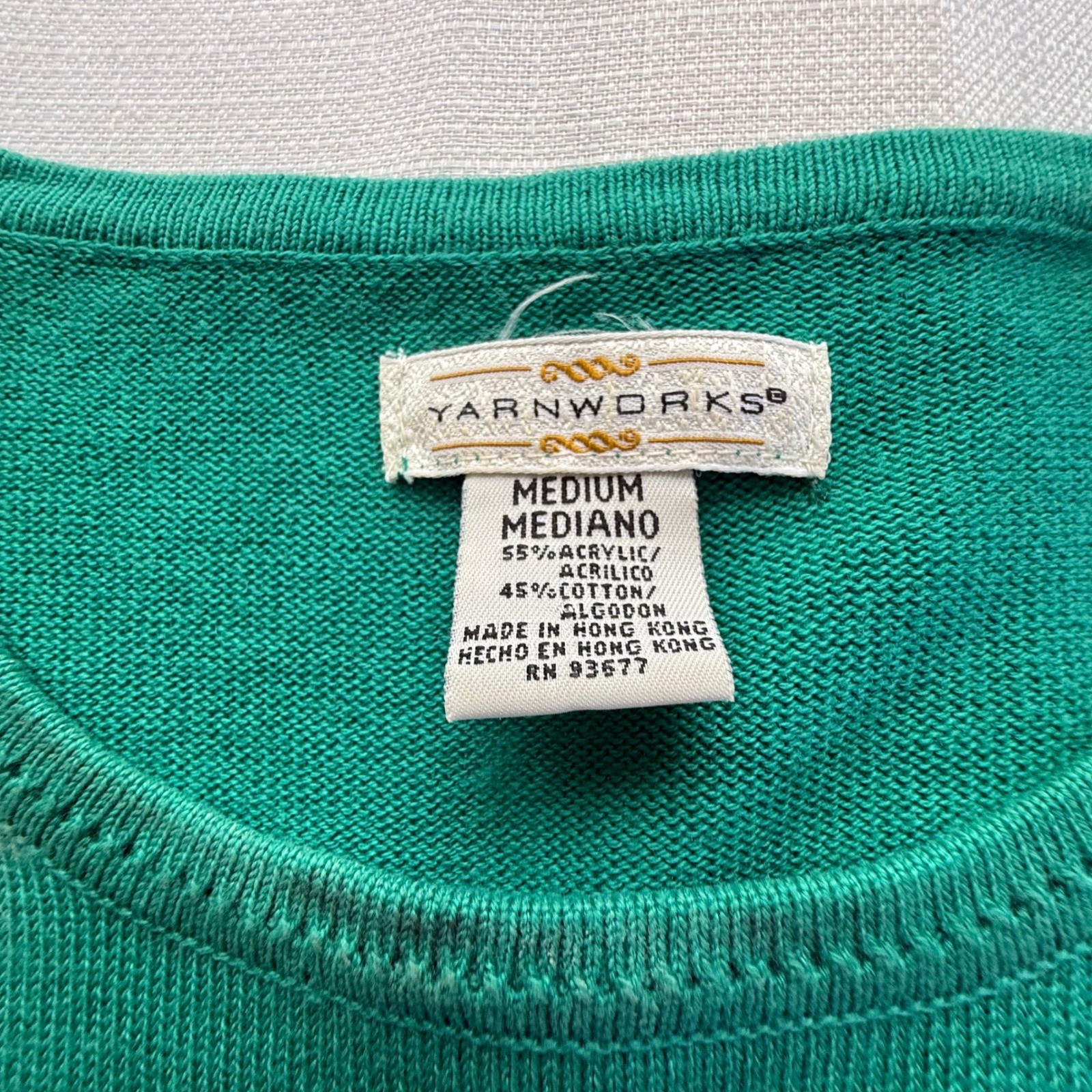 Vintage Yarnworks Green Sweater Medium Cotton Acrylic Minimalist Classic