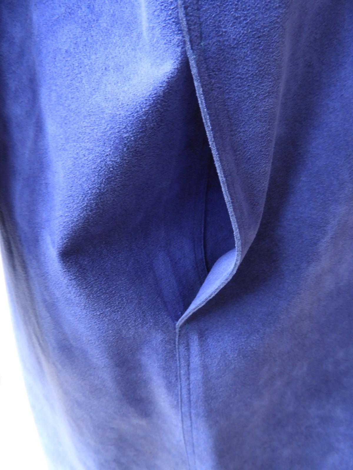 Vtg 1990 s Blue Ultrasuede Duster & Skirt Suit Set Evelyn McGill sz S/M