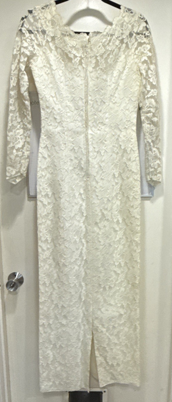 ***ANTIQUE/VINTAGE 1967 Lace Sheath LS Wedding Dress w/Satin Cape Sz 5/6 L@@K***