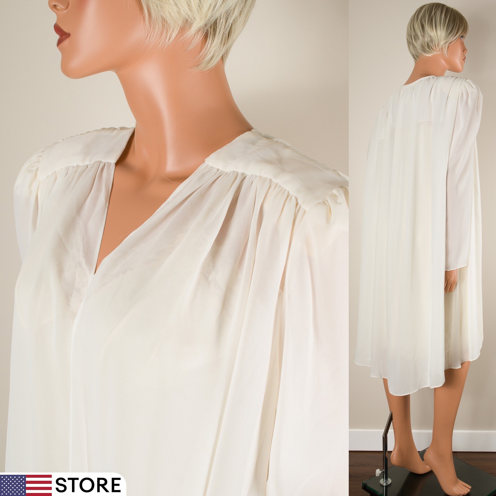 💖 PATRA Ivory Chiffon Formal Jacket Open Front Tunic Sheer Long Sleeve 18 NWT