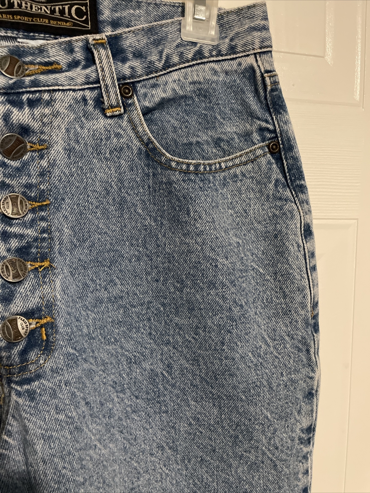 Vintage Paris Sport Club Button Fly Jeans Womens Size 28×29 Classic Fit Tapered
