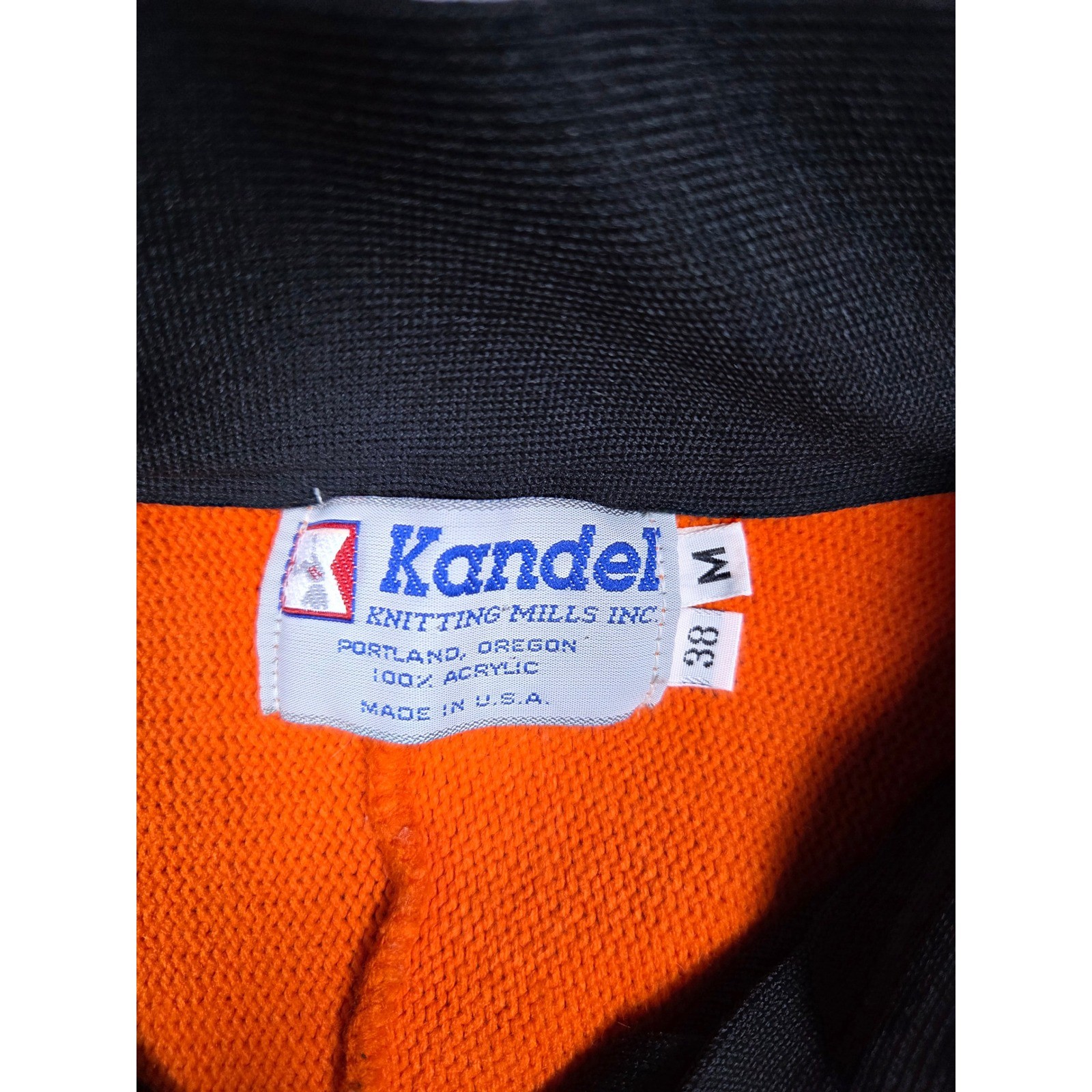 Vintage Kandel Sweater Womens Medium Orange White Pirates 1/4 Zip Knit Striped