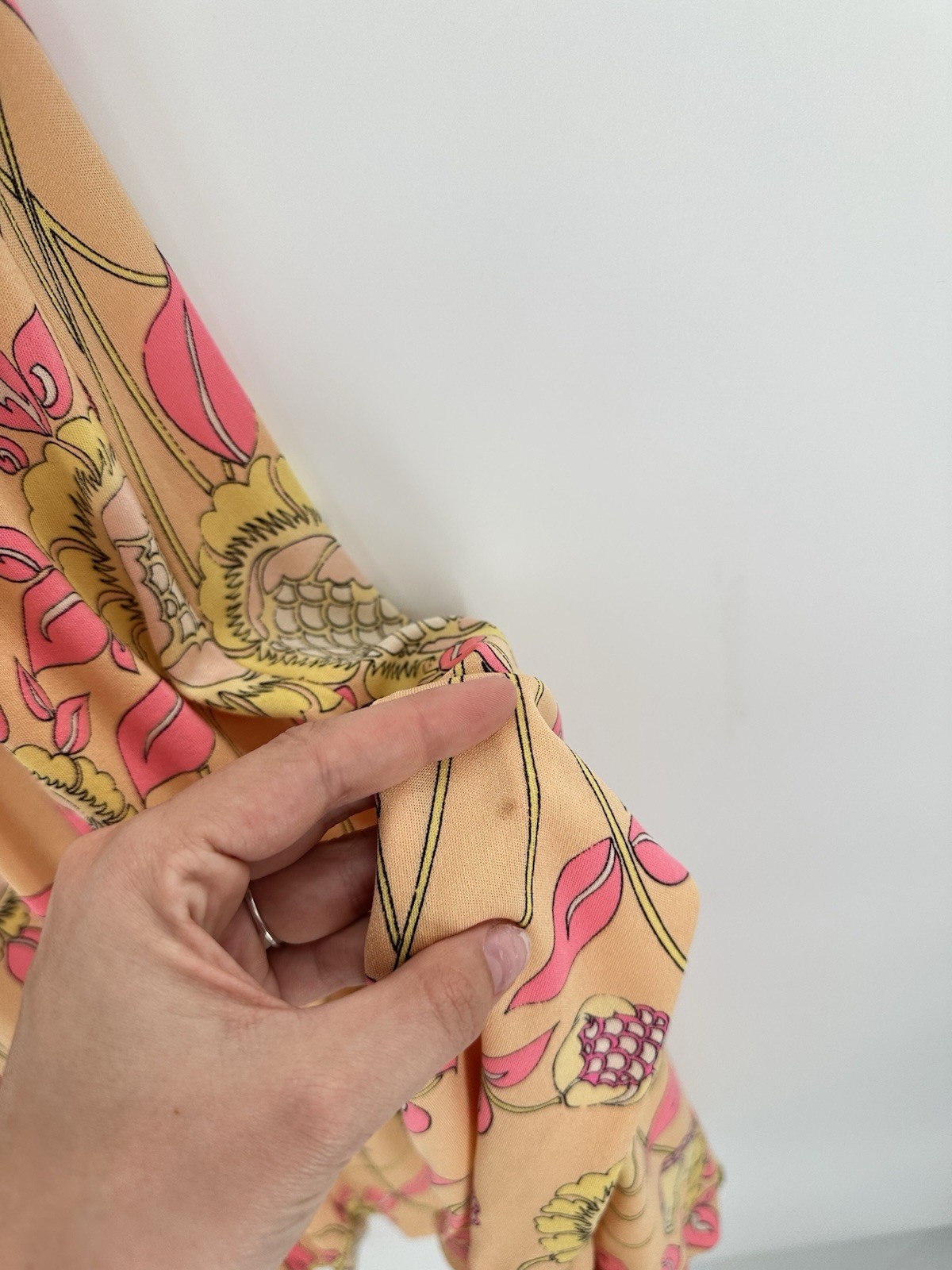 Vtg Emilio Pucci Saks Fifth Avenue Silk Jersey Floral Midi Dress 70s Sz 10 READ*