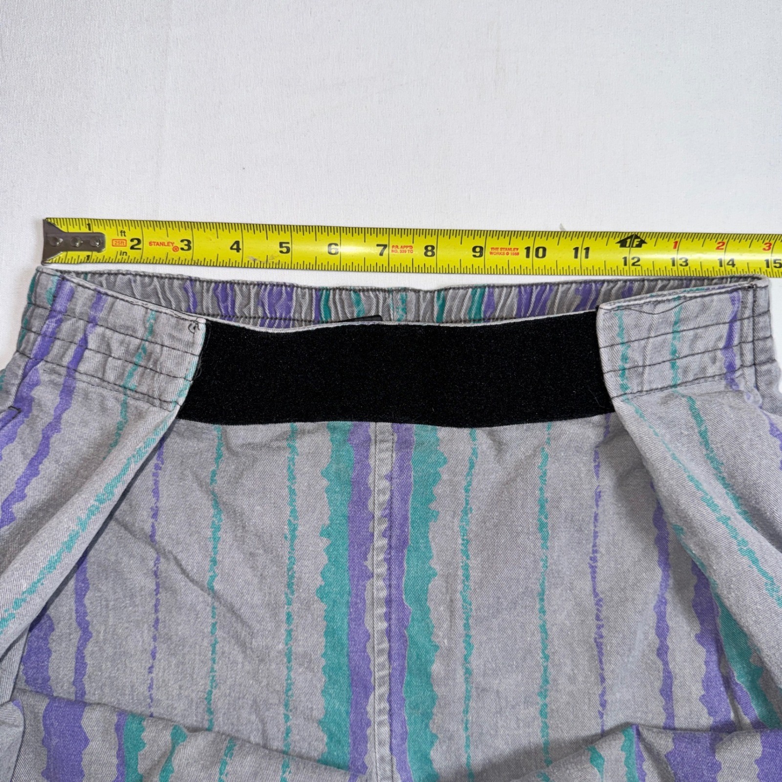 Vintage 80s/90s Gray Purple Striped Cotton Parachute Weightlifting Pants L 14-16
