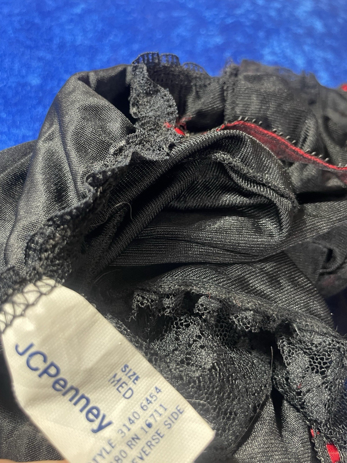 Vintage JCPenney Lingerie Black Lace Mesh Teddy Bodysuit Frilly Sissy Medium