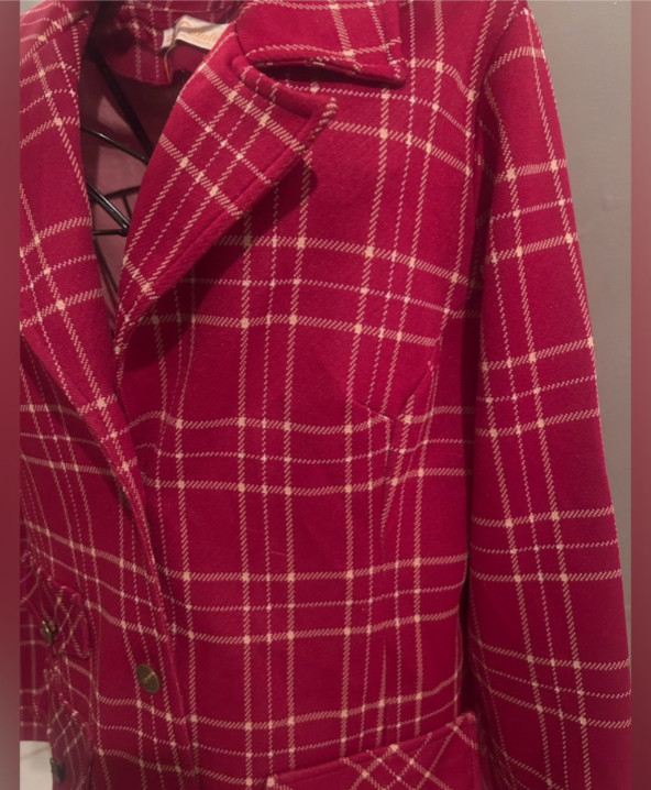 Vintage plaid women’s blazer red white 1970s Catalina Sportwear California usa