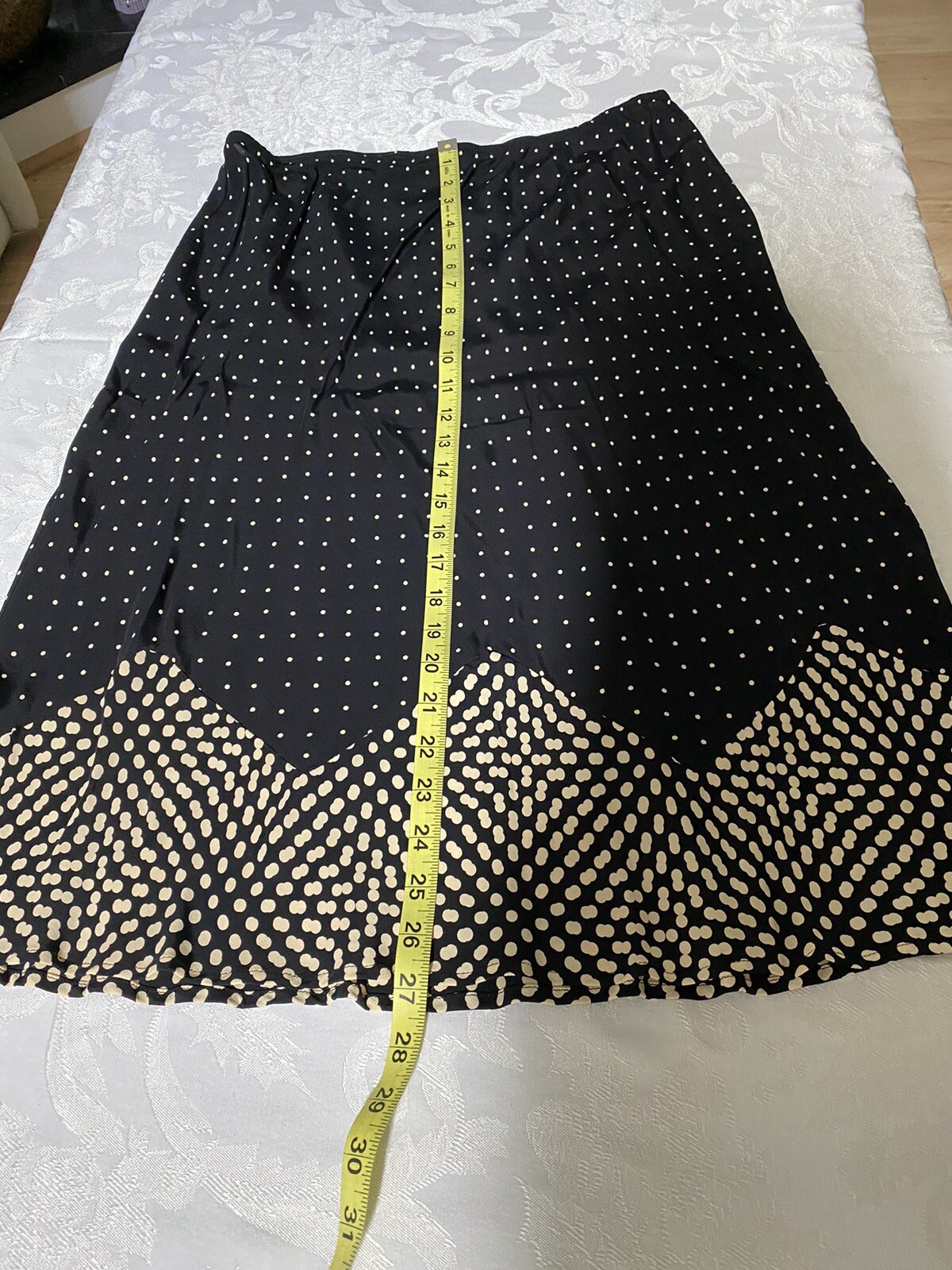 Vintage Tessuti Women L Rayon Top And Skirt Set Crocheted Polka Dots USA #289