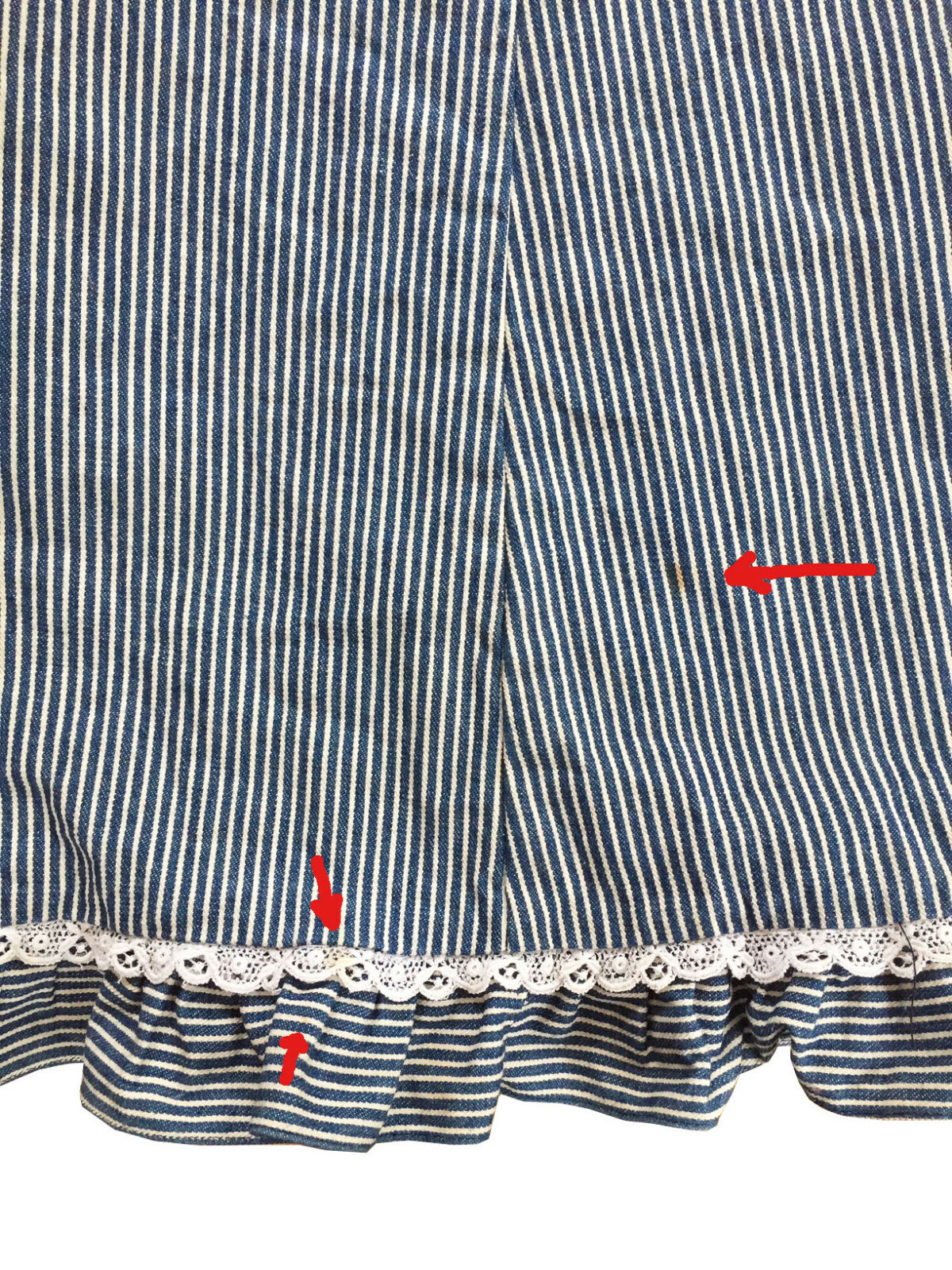 AUNT ABIGAIL’S ATTIC Vintage Prairie Dress Striped Cotton Denim w Belt Size S