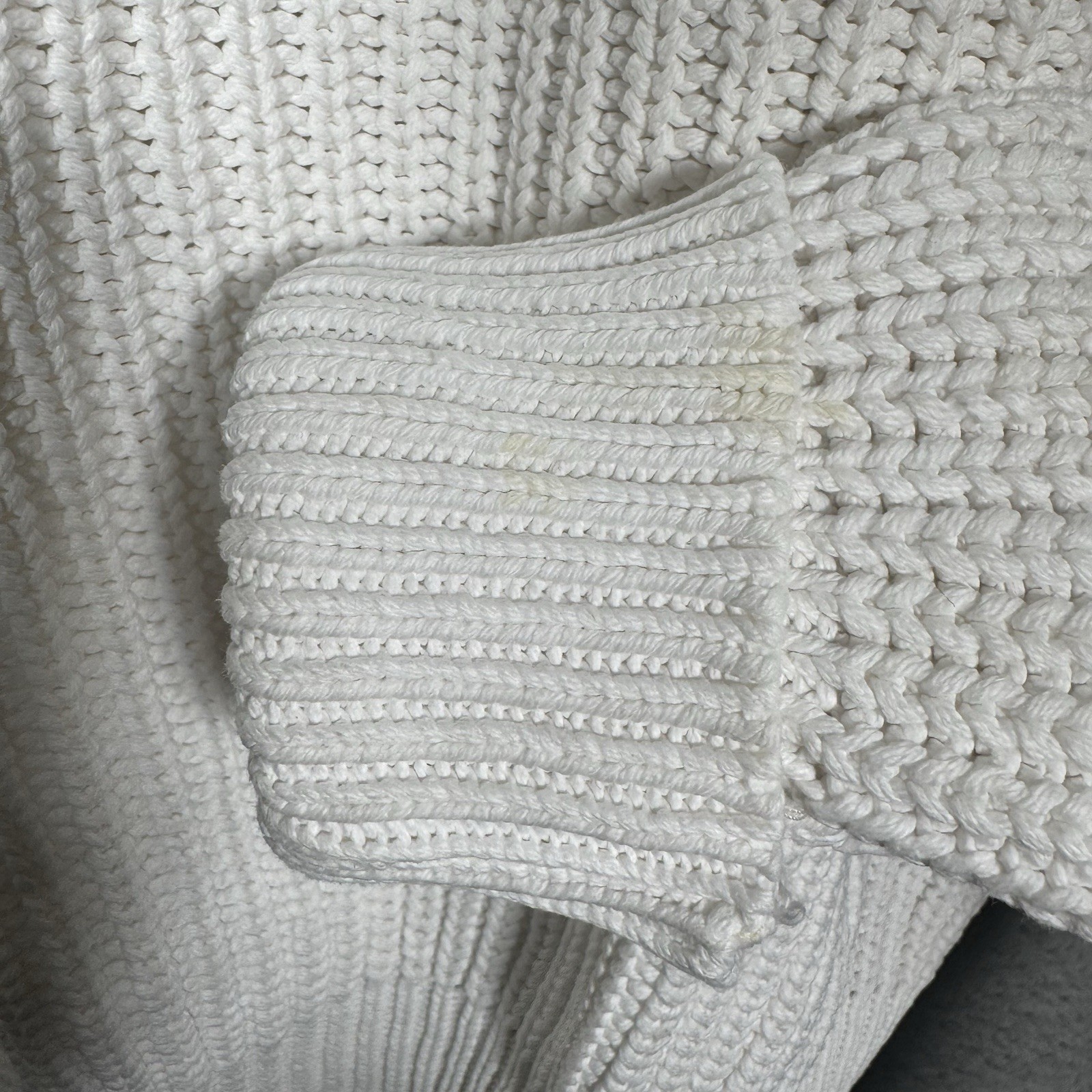 Vtg Orvis 100% Cotton Fisherman Chunky Cable Knit Sweater White Large