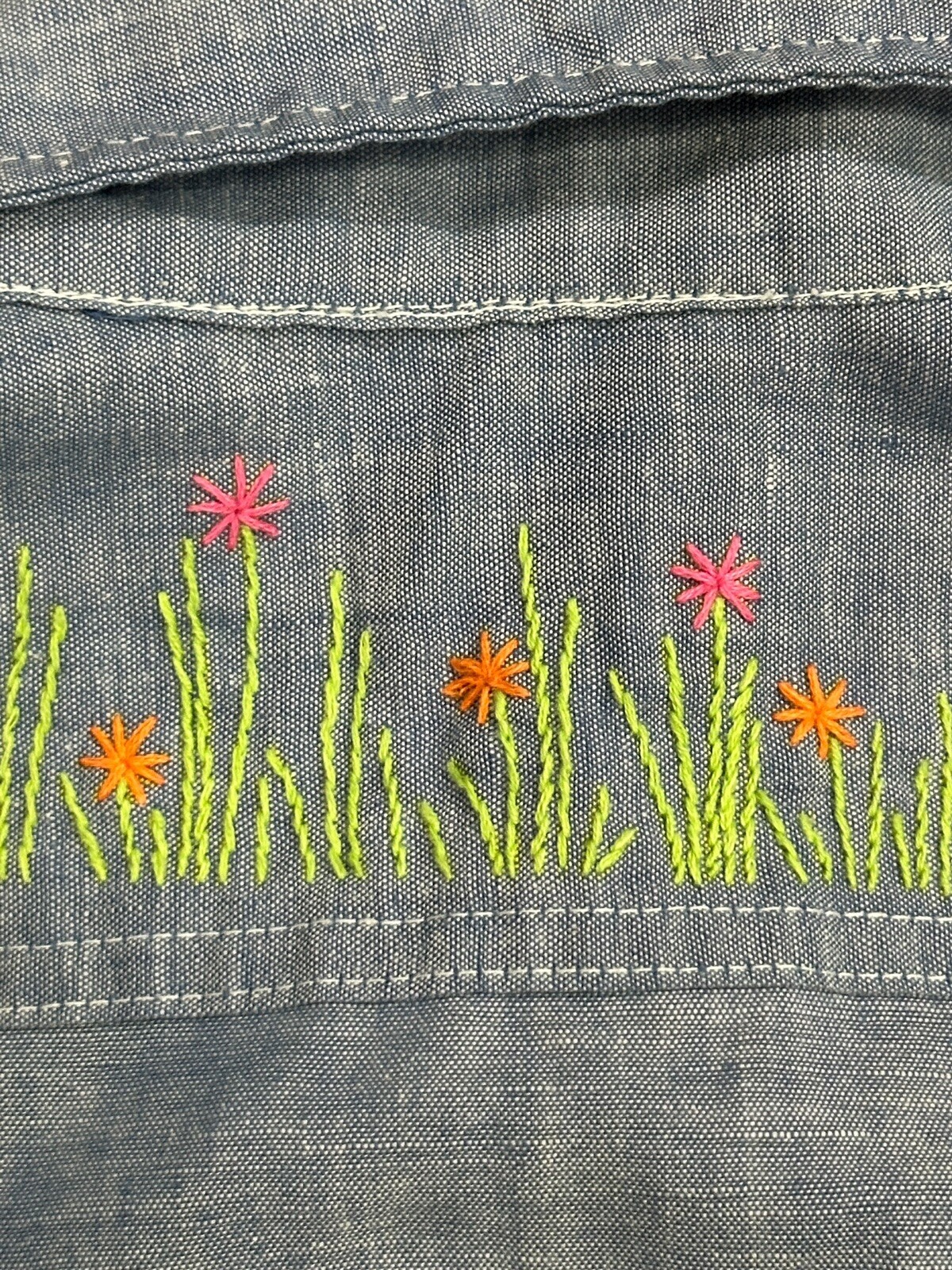 Vintage 60’s/70’s Women’s Big Mac Floral Hand Embroidered Long Sleeve Shirt-READ