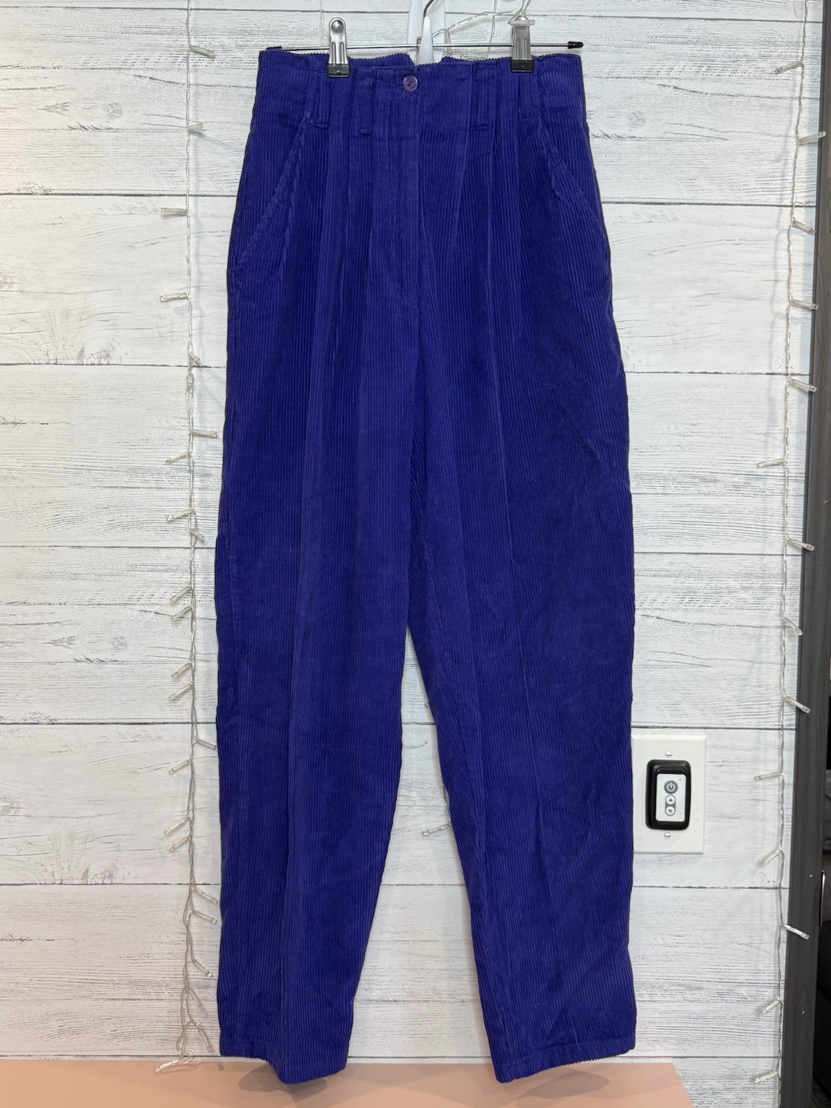 Carolina Colours Vntg Purple Corduroy Pleated Pant Size 3/4 Womens High Waisted