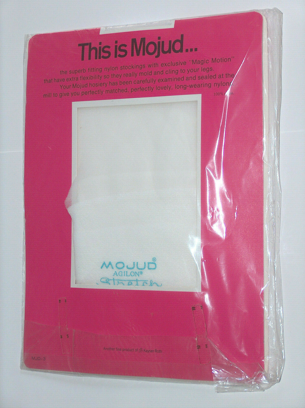 MOJUD B 9 1/2-10 Seamless AGILON White 230 Stretch Stockings Nylons Kayser Roth