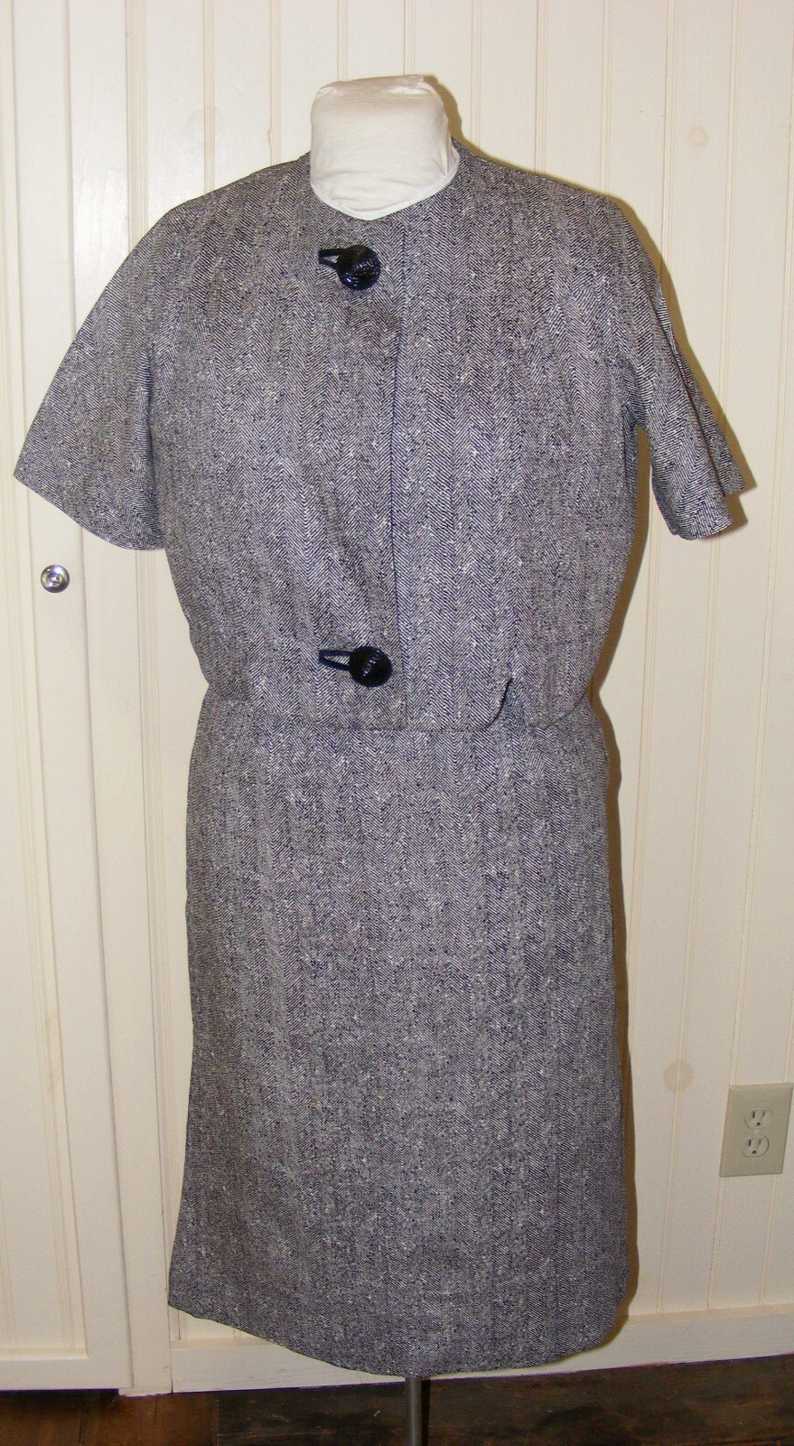 50S PENCIL DRESS & JACKET GLORIA SWANSON FOREVER YOUNG DRESS BLACK WHITE PATTERN