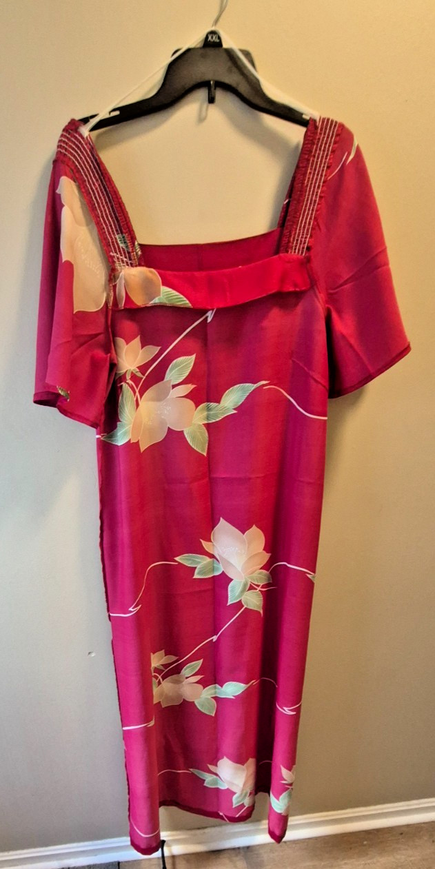 Vintage 1970s 1980s Andrade Honolulu Made in Hawaii floral sheath dress Sz 14