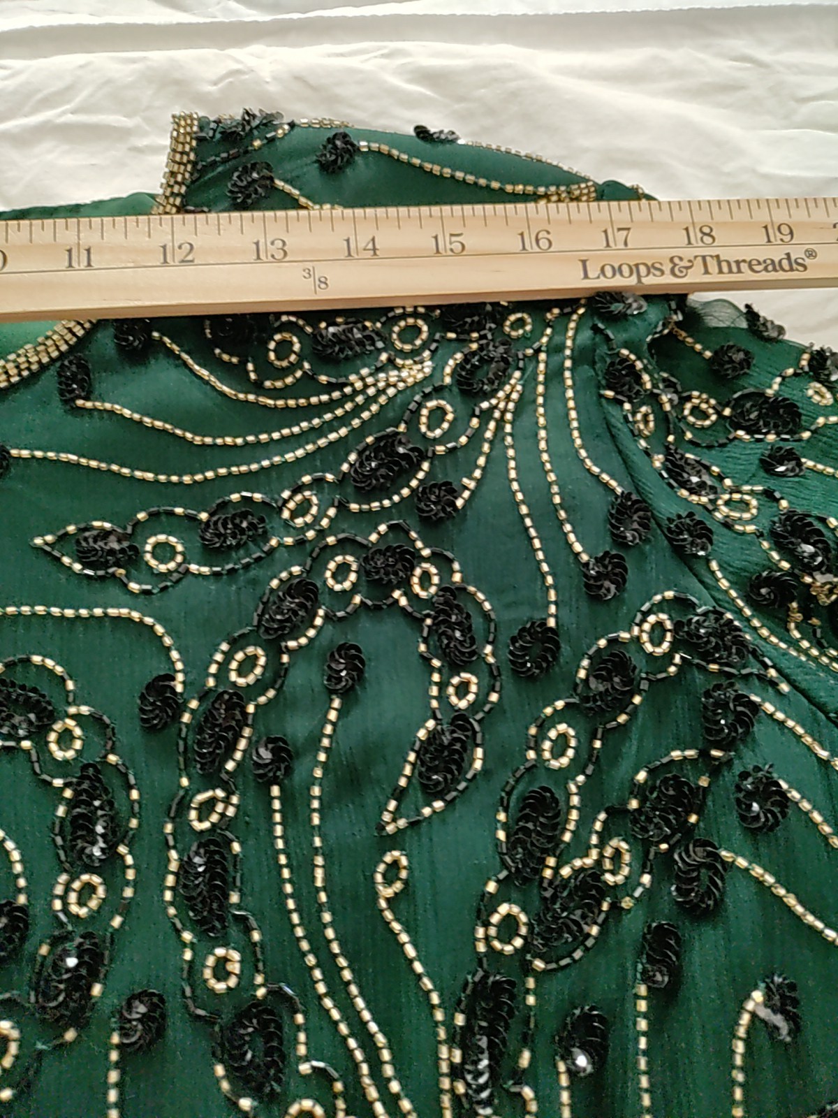 Vintage J Kara New York 100%Silk Sequin Green Size XXL