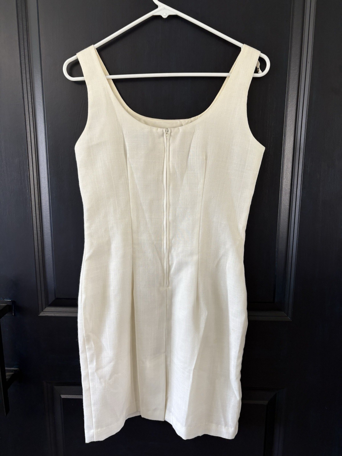 Vintage 80s Misty Lane Nautical Cream Gold Anchors Dress USA Union Made 3/4