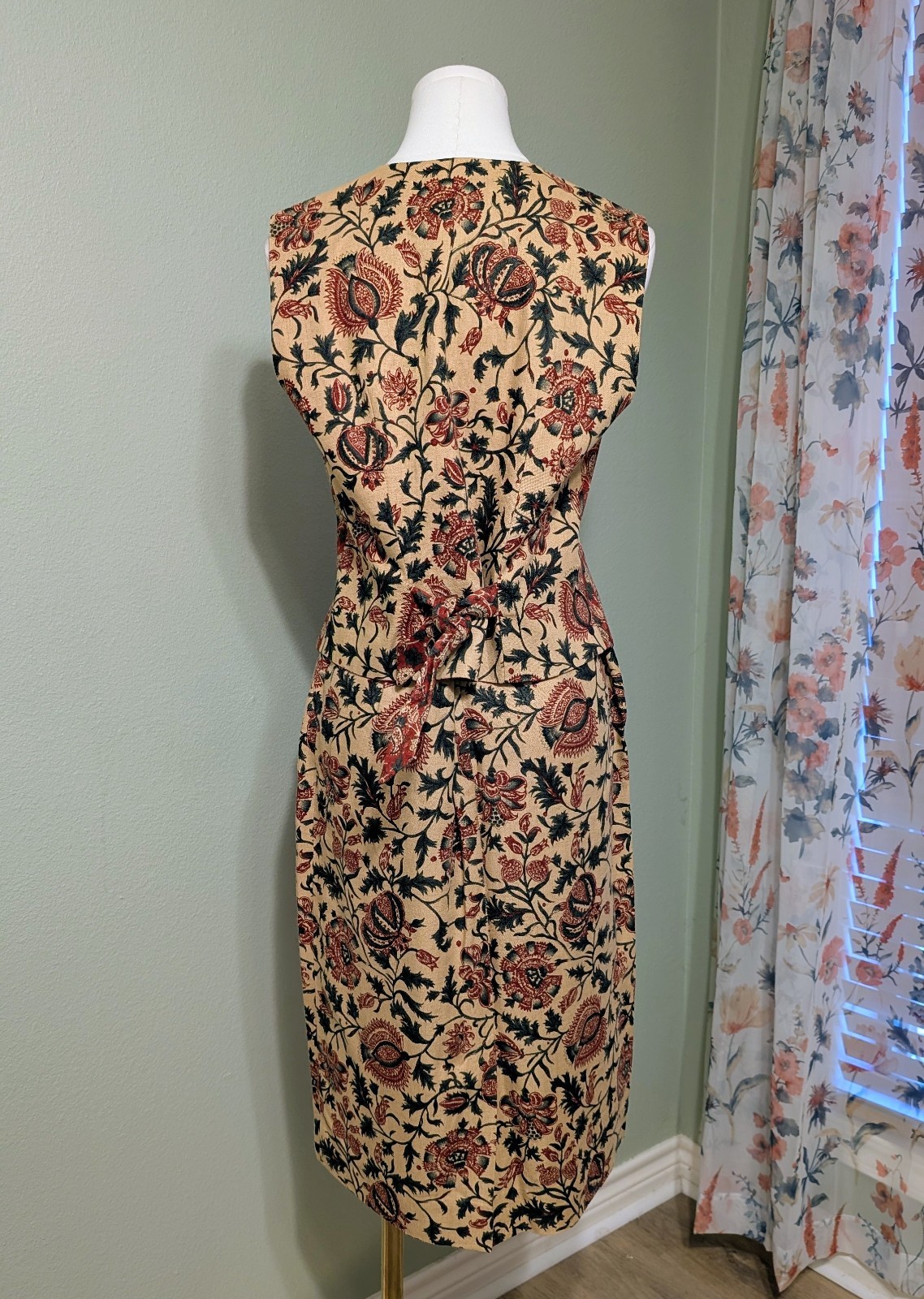 Vintage 90’s Sharon Young Folk Bohemian Artsy Midi Skirt Vest Set Women’s Small