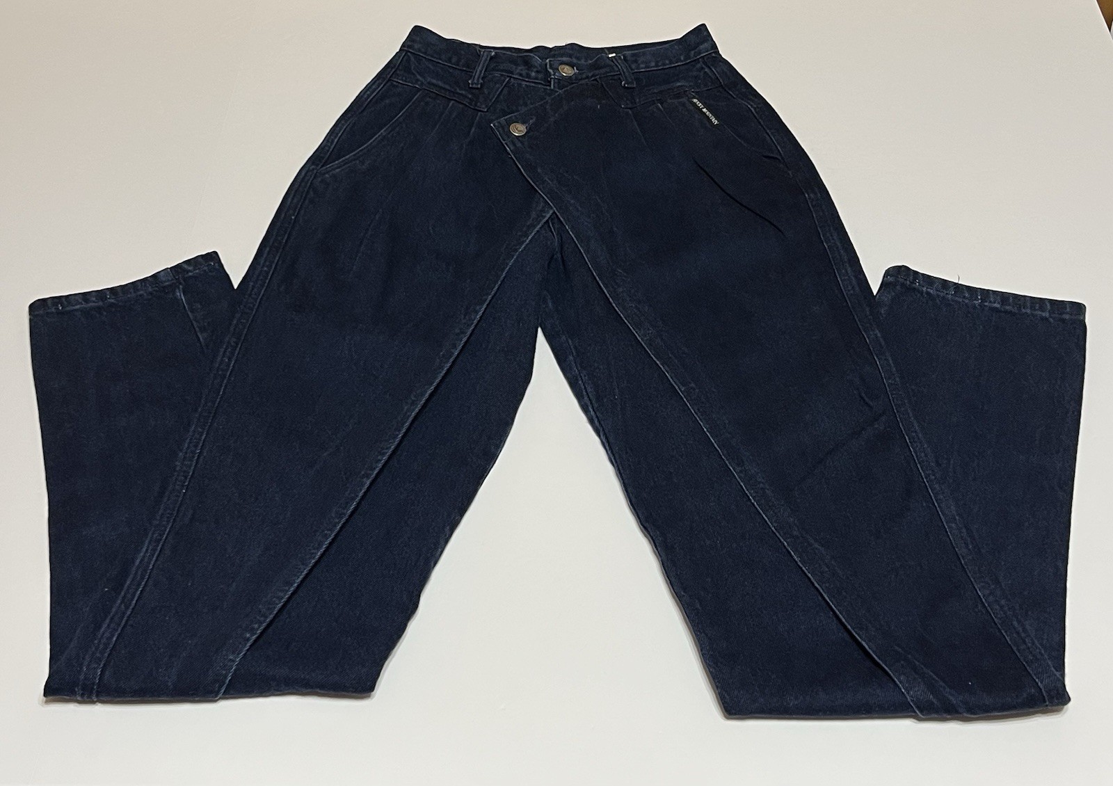 Vintage Rocky Mountain Jeans Women’s Tag 11/30×36 (26×36) Cross Over Flaps Blue
