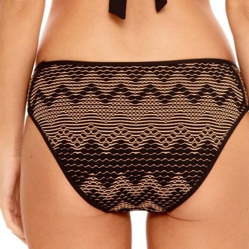 BECCA Reveal Hipster Crochet Bikini Bottom, Color Black/Gold, Size Small