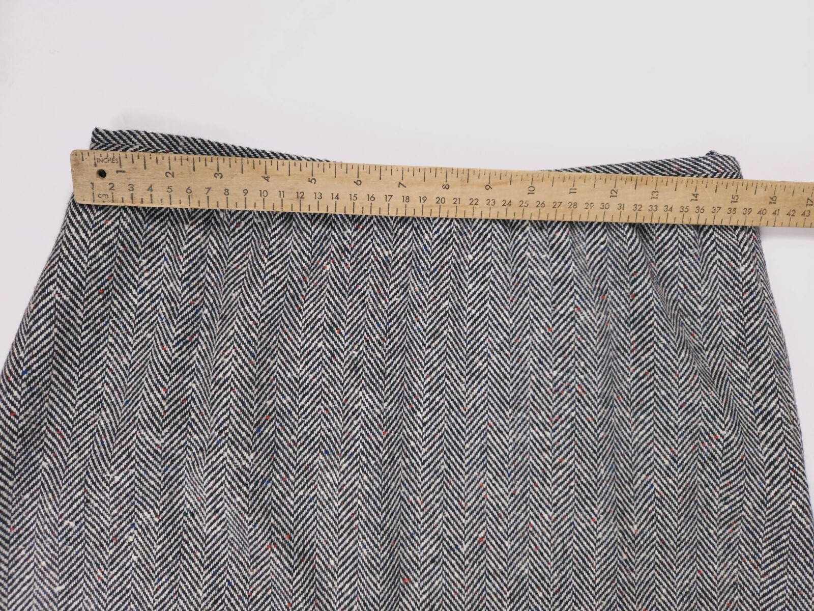 Century Of Boston Vintage Tweed Herringbone Wool Skirt Black White Medium