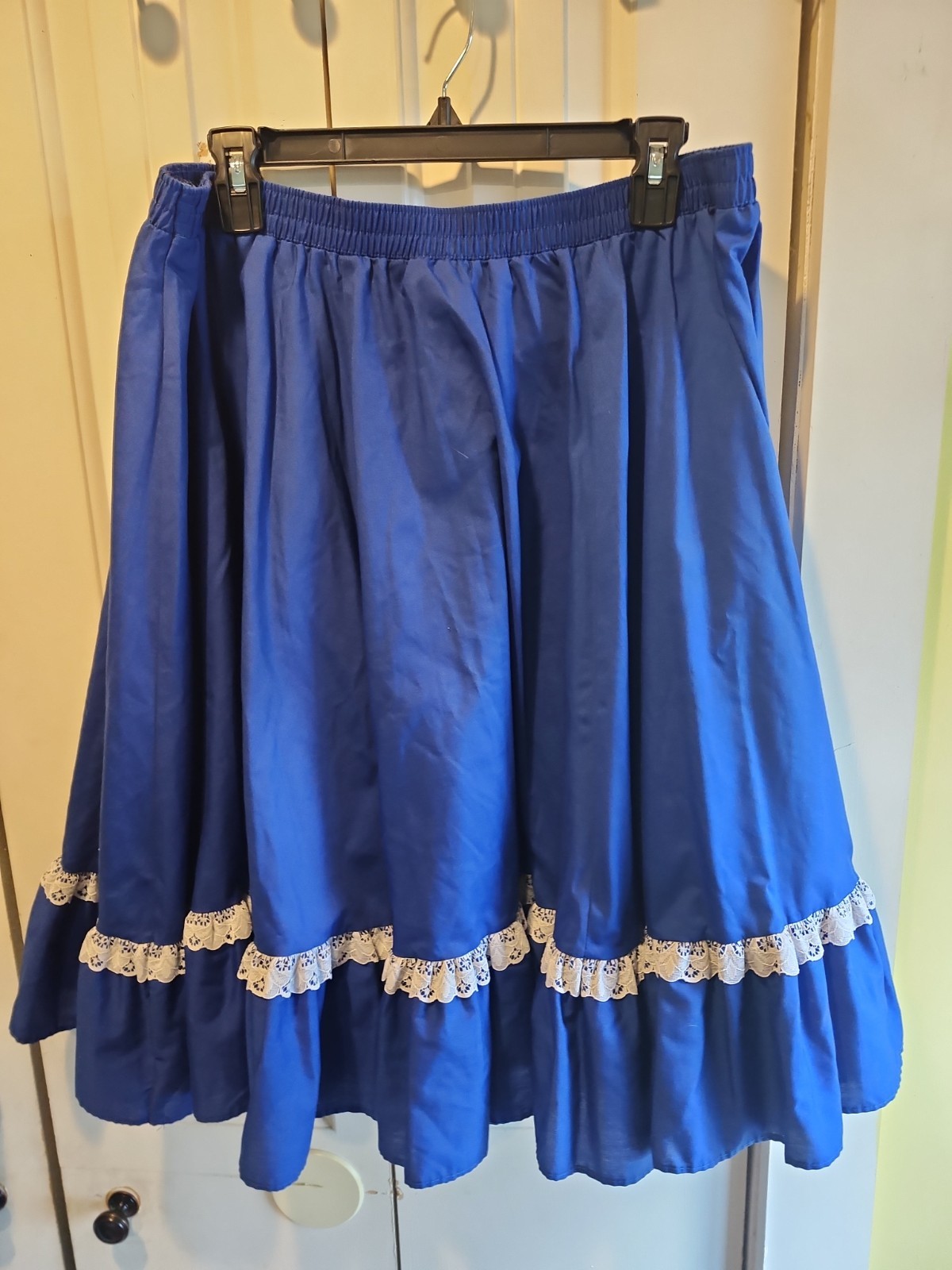 Partners Please! Malco Modes Square Dance Skirt XL & Blouse L Blue w White Lace