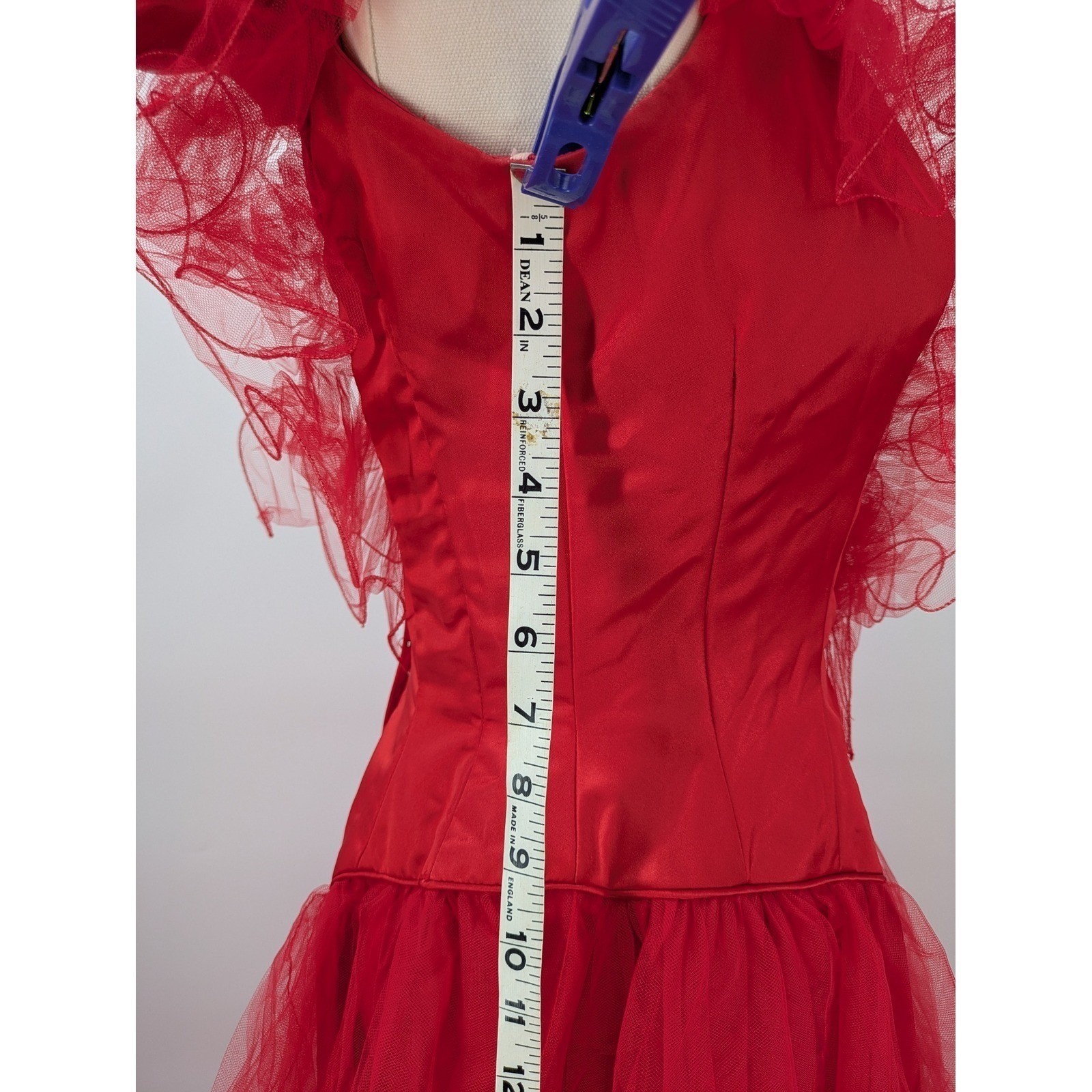 Mike Benet Formals Gown Red Womens Vintage 10 Modern 4 Tulle Satin Bow 80s Dress