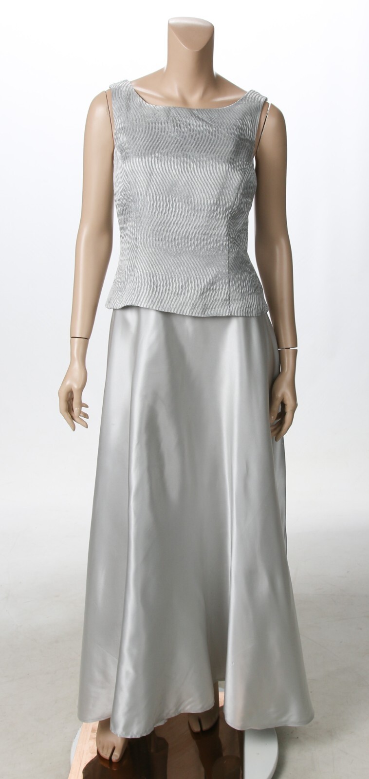 Arianna by Rachel Kaye Vintage 90s Y2K Silver Gray Formal Party Dress sz 14