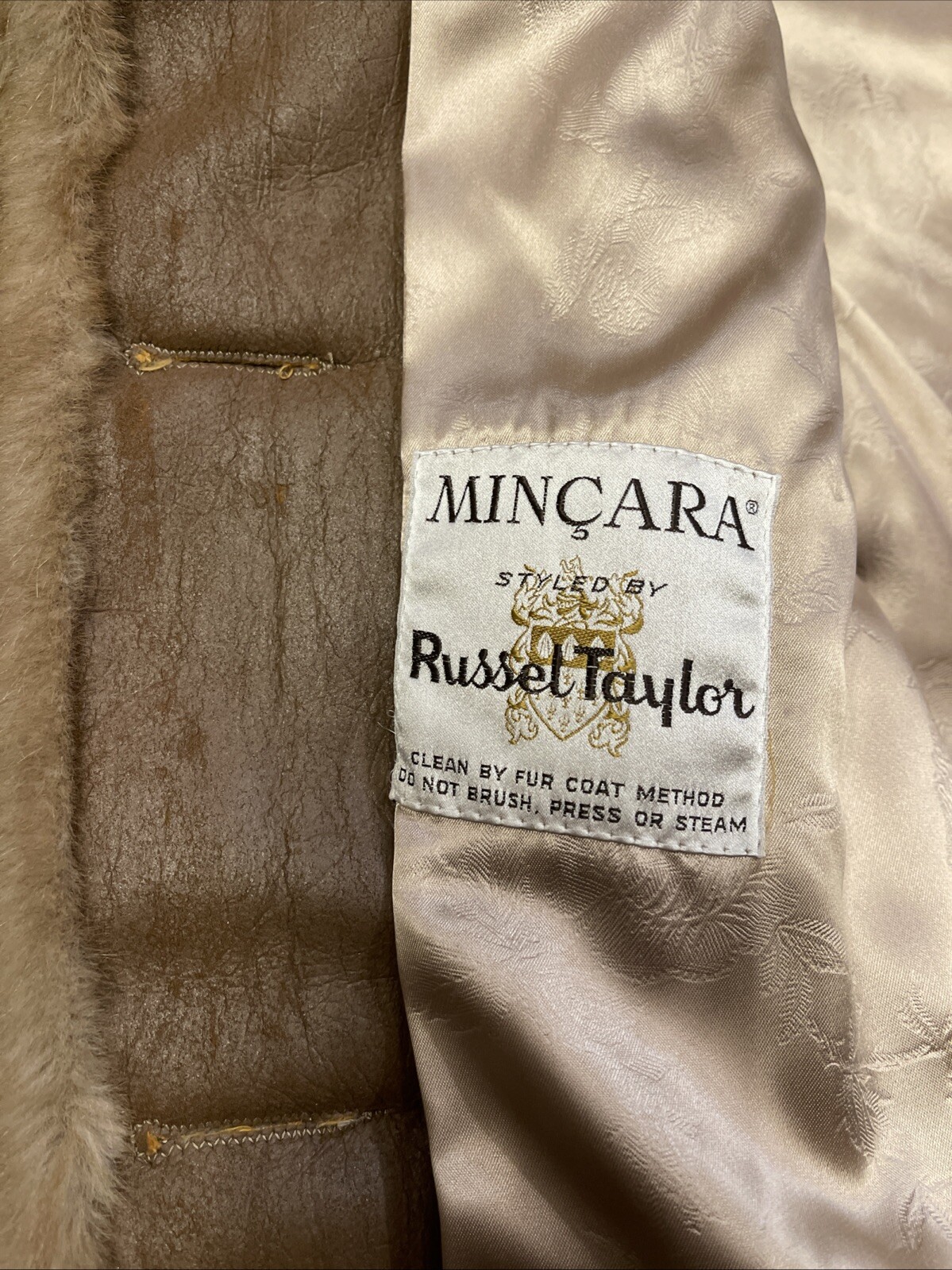 Mincara Russel Taylor ILGWU Label Faux Fur Coat Womens Sz L Great Cond Vtg