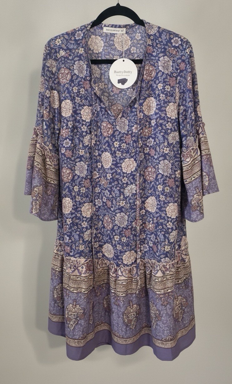 Rustydustty Purple Floral Boho plus size Tunic Dress size 2XL
