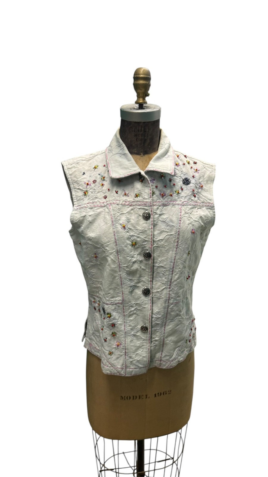 Vintage Sandy Starkman Beaded Denim Vest Med