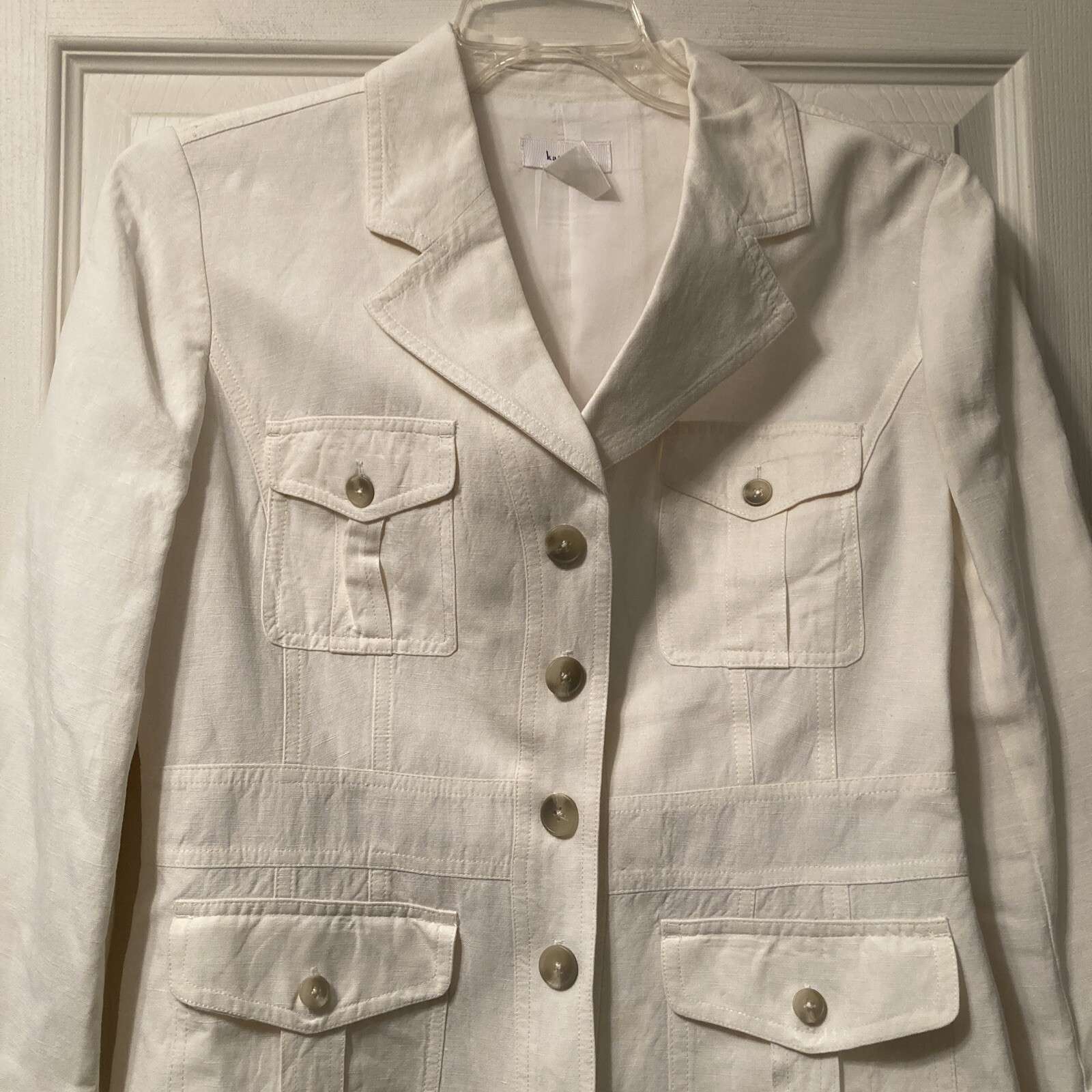Vintage Kate Hill Size 8 Button Up Long Sleeve Jacket, Linen