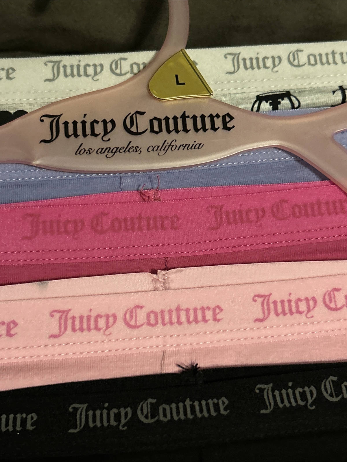 Juicy Couture 5 Panties No Panty Lines NWT Large Pink Black Gray