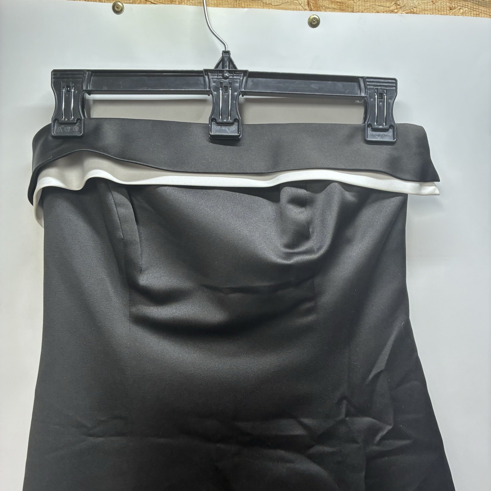 Vintage 90s Michaelangelo Strapless Formal Black White Gown Cocktail Dress Goth