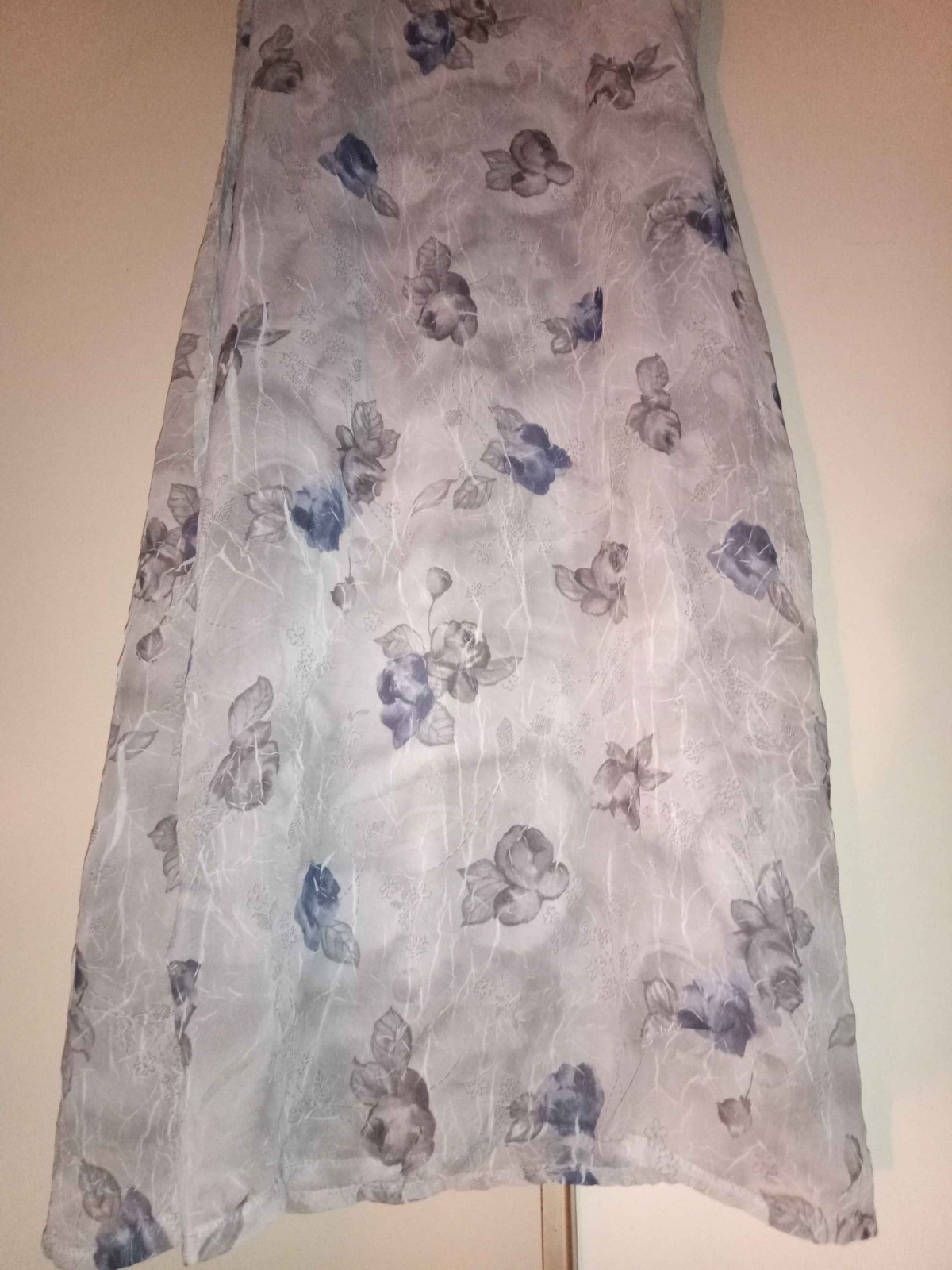 Vintage Grey and Blue Hazy Flower Dress – 90s, Medium