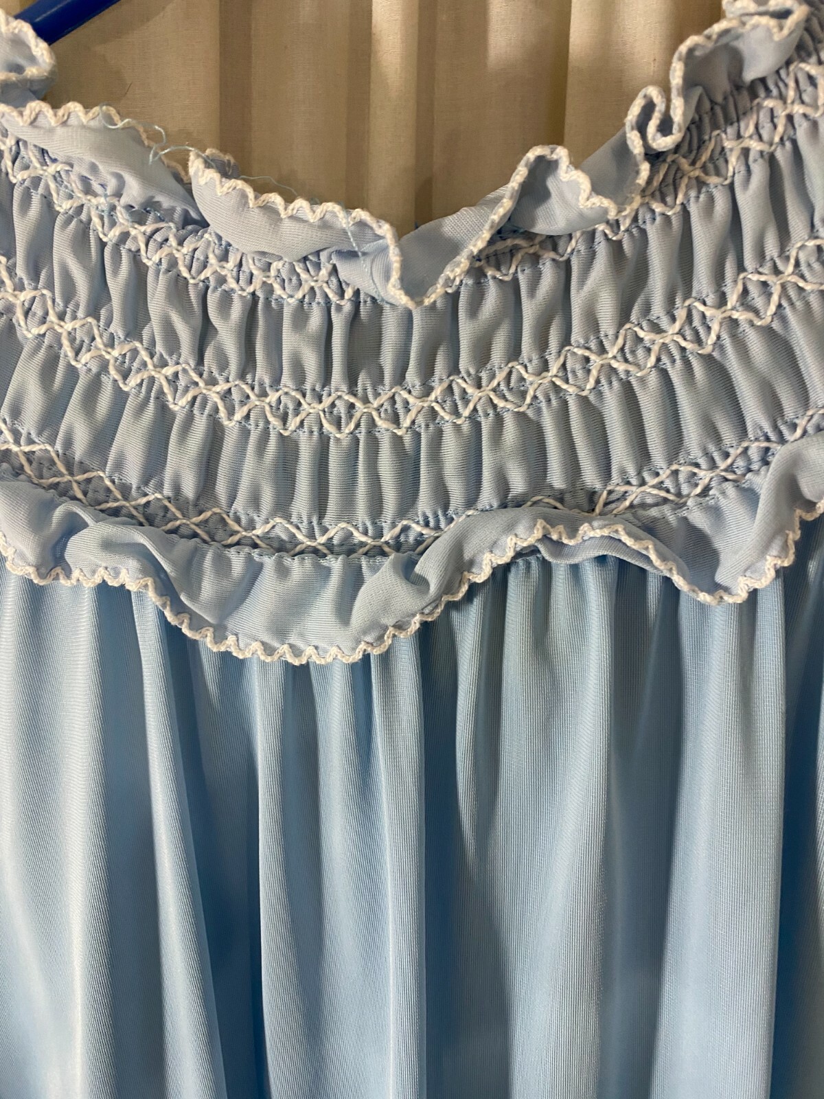 1970’s Robe -Gossard Loungewear- S-Light Blue w/Smocking/Ruffles-VG- PRETTY-SALE