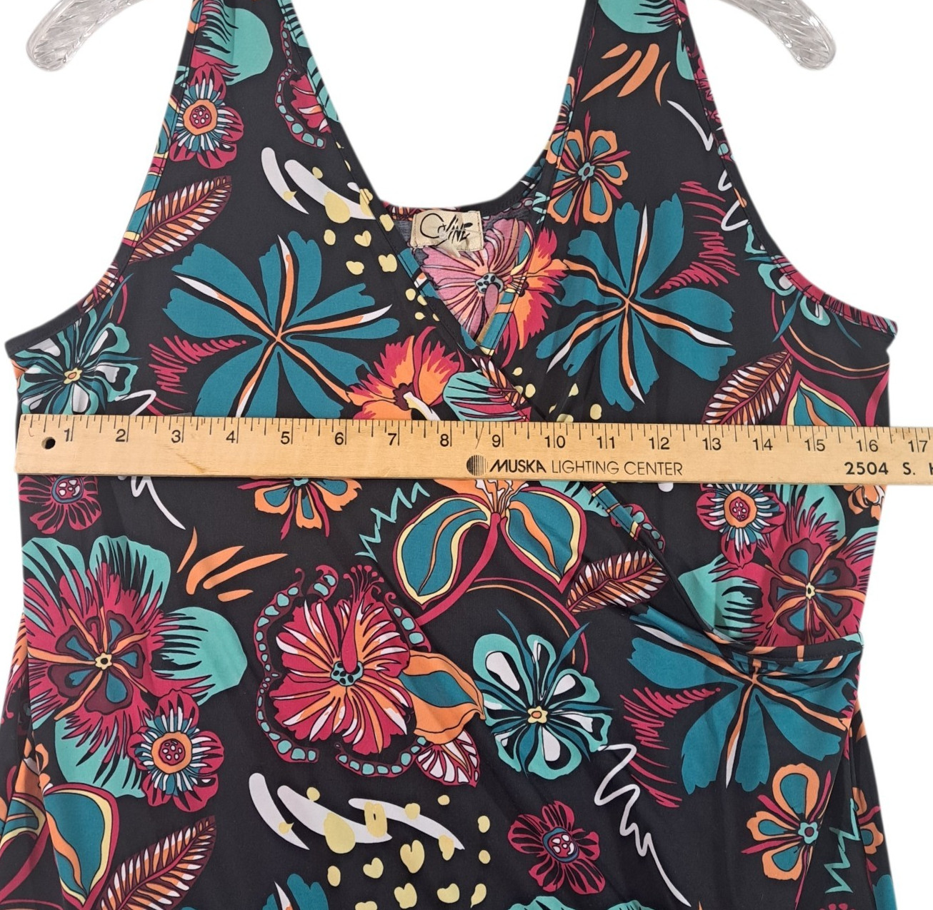 Coline Drop Waist Dress Black Floral Sleeveless Women’s Size Large
