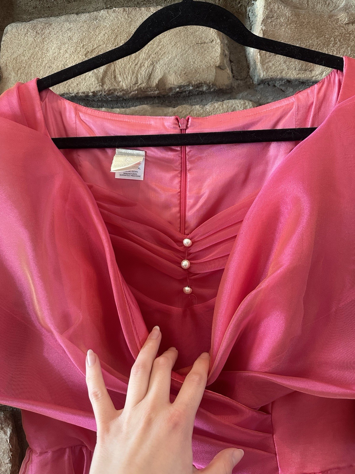 Watters & Watters VTG 80s/90s Women Formal Bridal Pink Gown Sz 10 Layered Ruffle