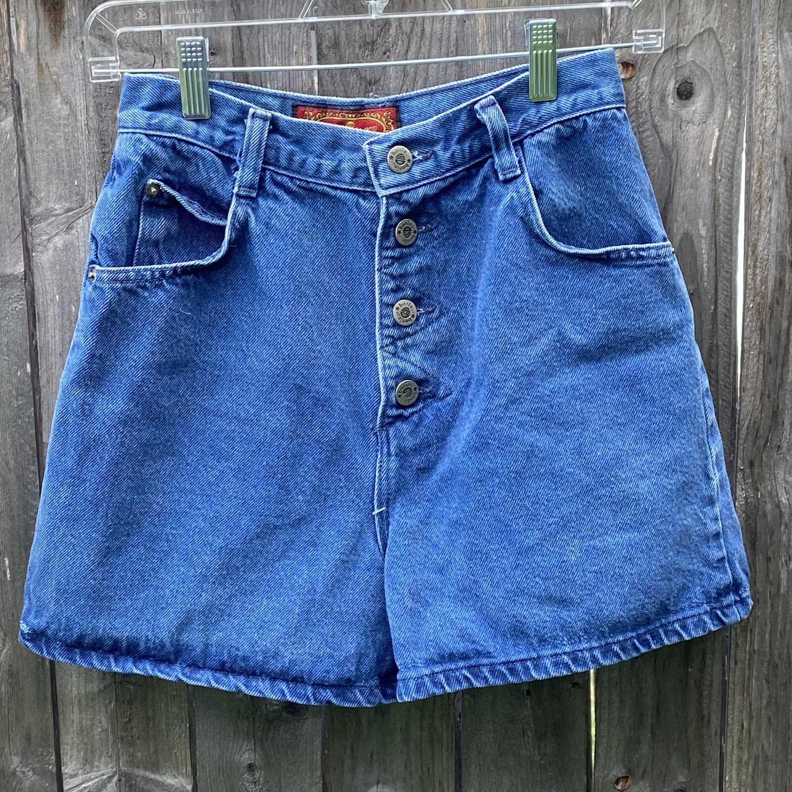Vintage Bonjour Button Fly High Waisted Medium Wash Denim Shorts Made in USA