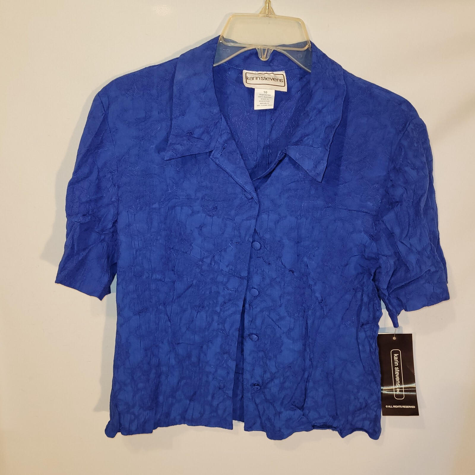 Vintage Blouse Shirt Karinstevens 100% Rayon