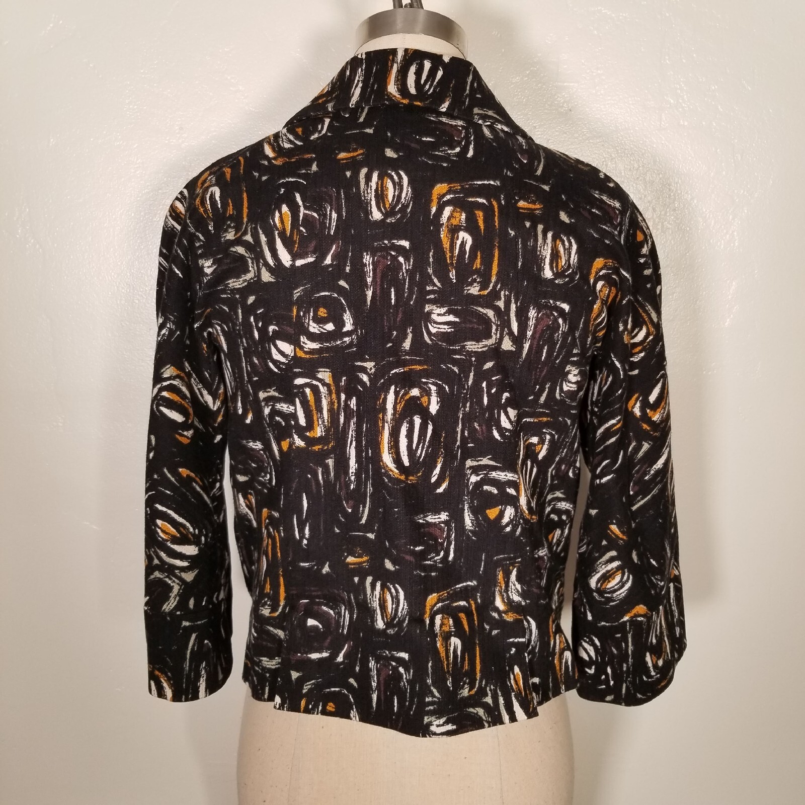 Vintage 6 Elliott Lauren Black and Yellow Cropped Blazer Jacket Mod 60s Style A6