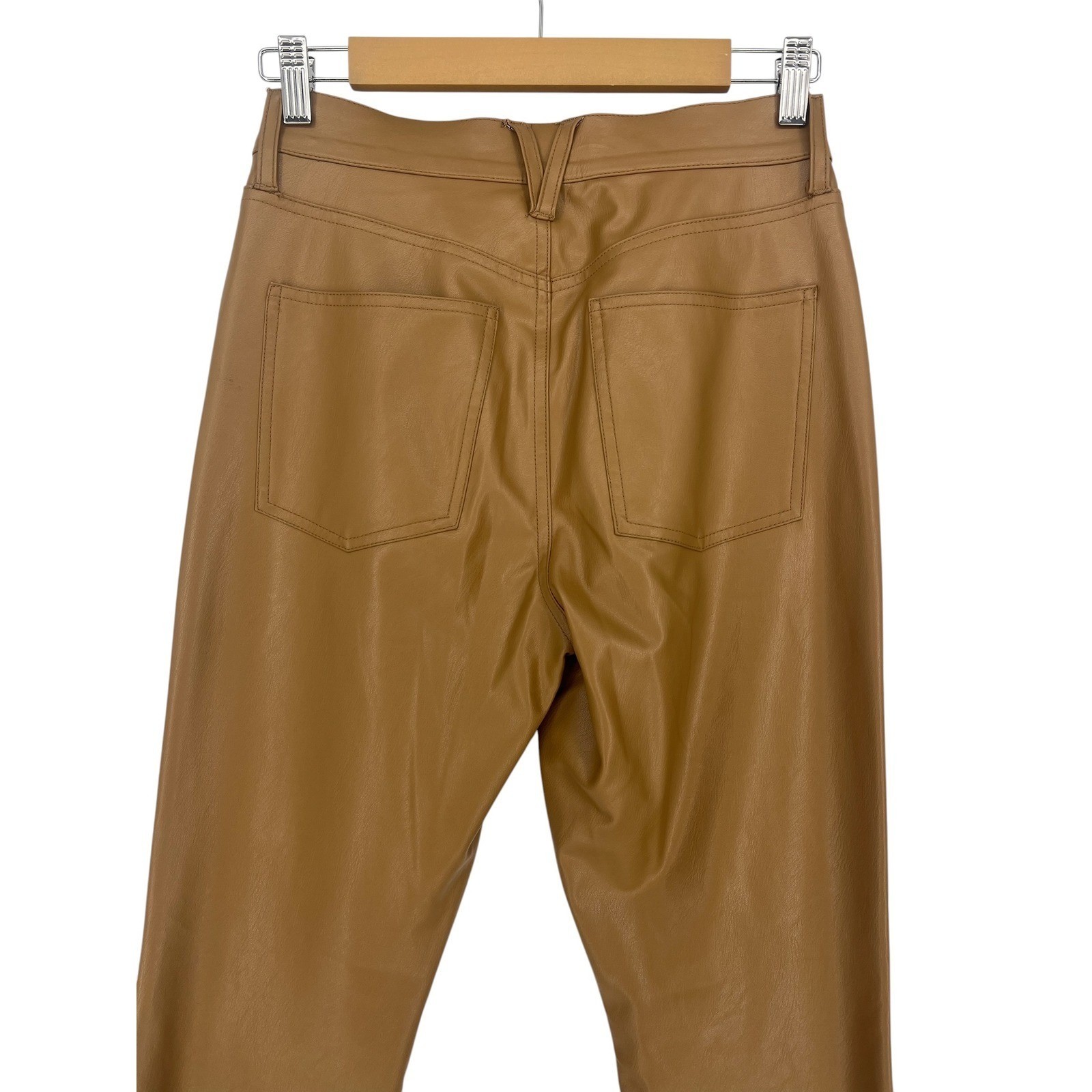 Veronica Beard Beverly Faux Leather Flare Pants Camel High Rise Size 26