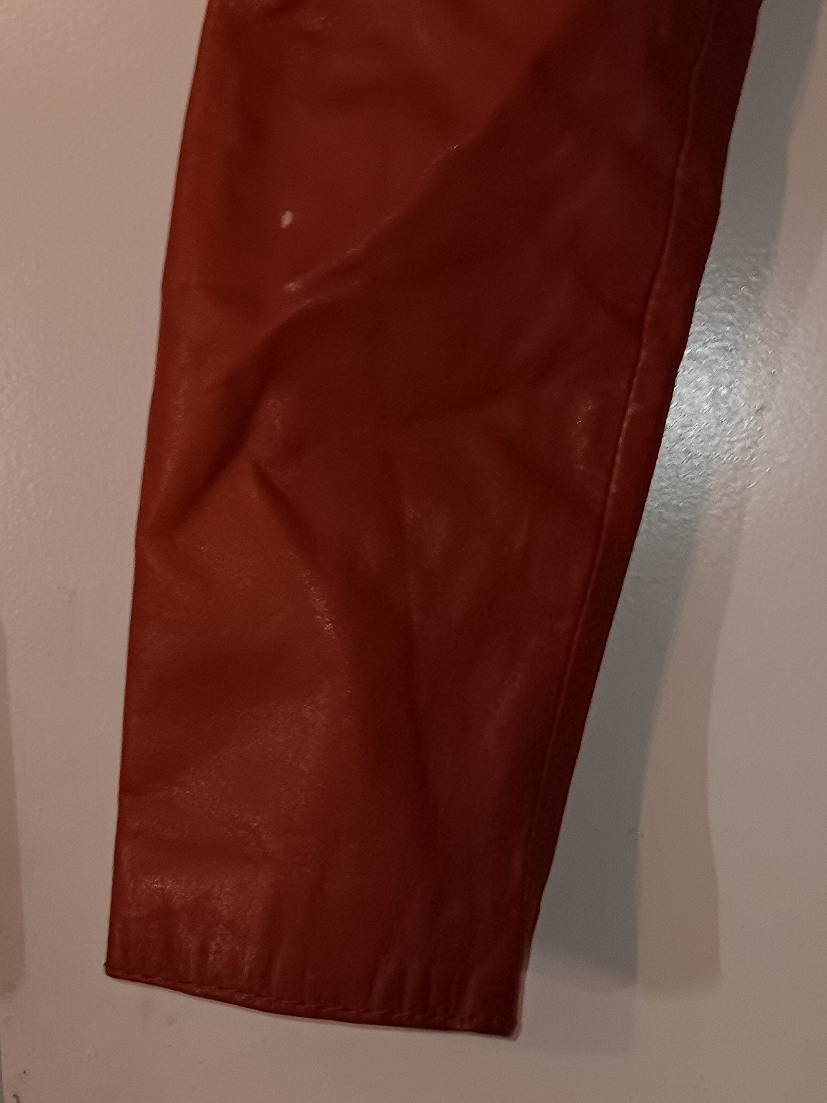 Vintage Leather Jacket Crae Carlyle Size S 70s Glossy Nutmeg Brown Fitted