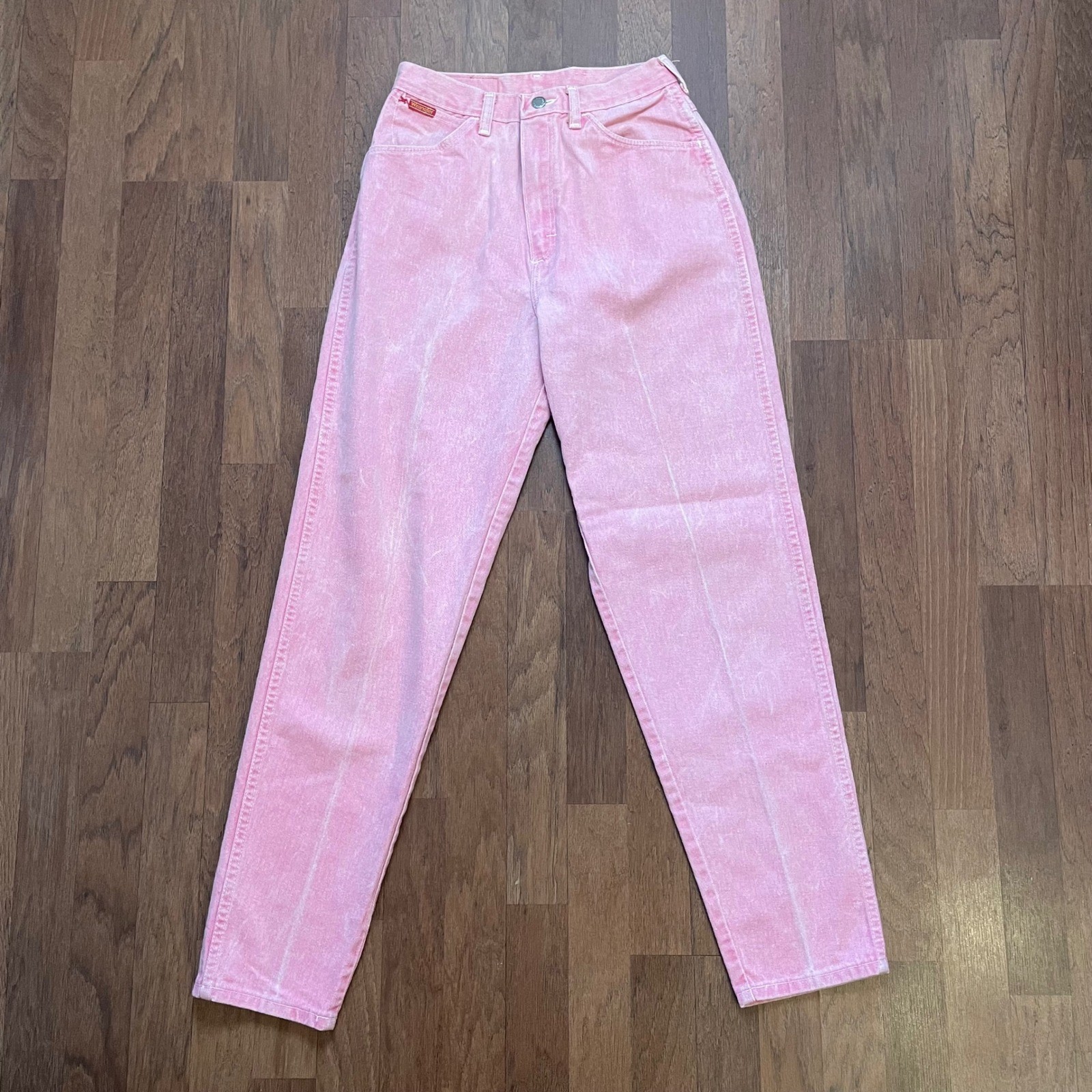Vintage Wrangler Pink Acid Wash High Waisted Tapered Jeans 981JRPK Made in USA 9