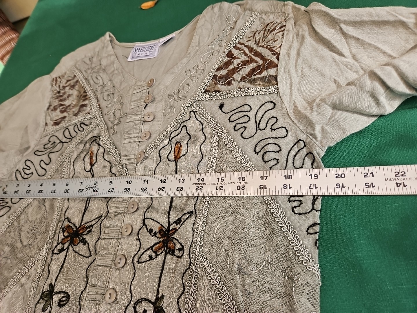 VINTAGE 80s Bohemian Shirt Crochet Fringe Boho Artsy Rayon LG