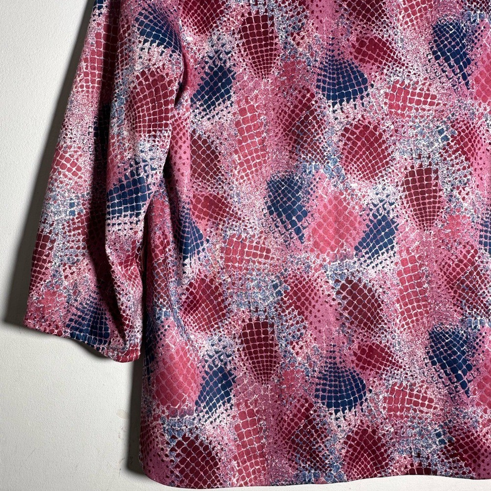 Ms Lea Casuals Vintage Plus 18 1/2 Snakeskin Crinkle Tie Neck Blouse Tunic NWOT