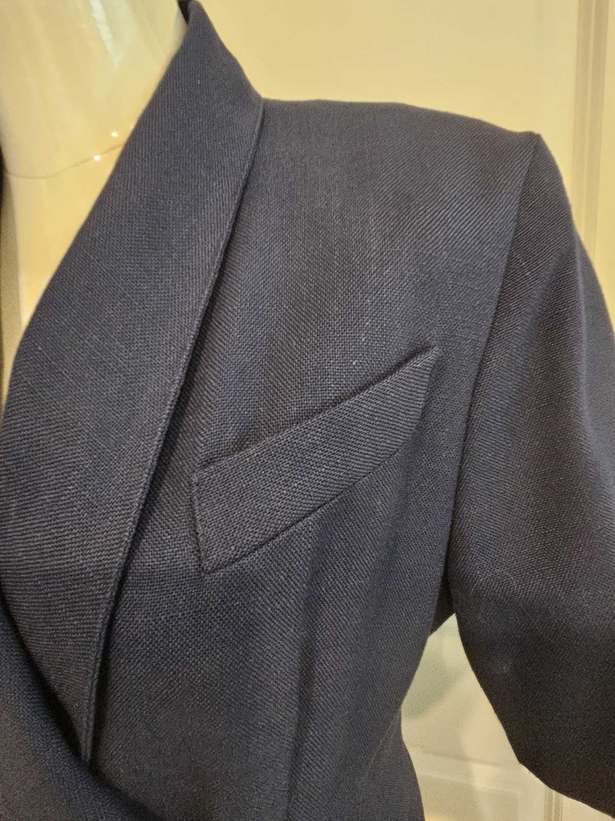 Vintage Lined Navy Pretaporte Coat Dress w/White Mother of Pearl Buttons Sz 6