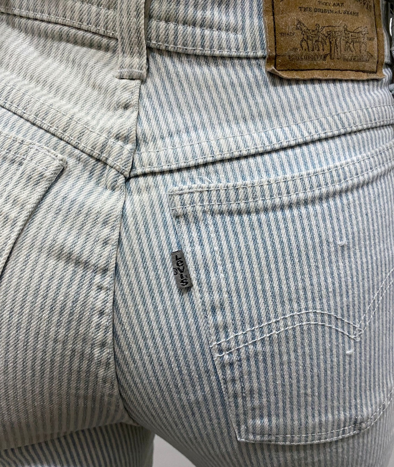 80s Levis Hickory Stripe Jeans: Vintage High Waist Tapered Denim