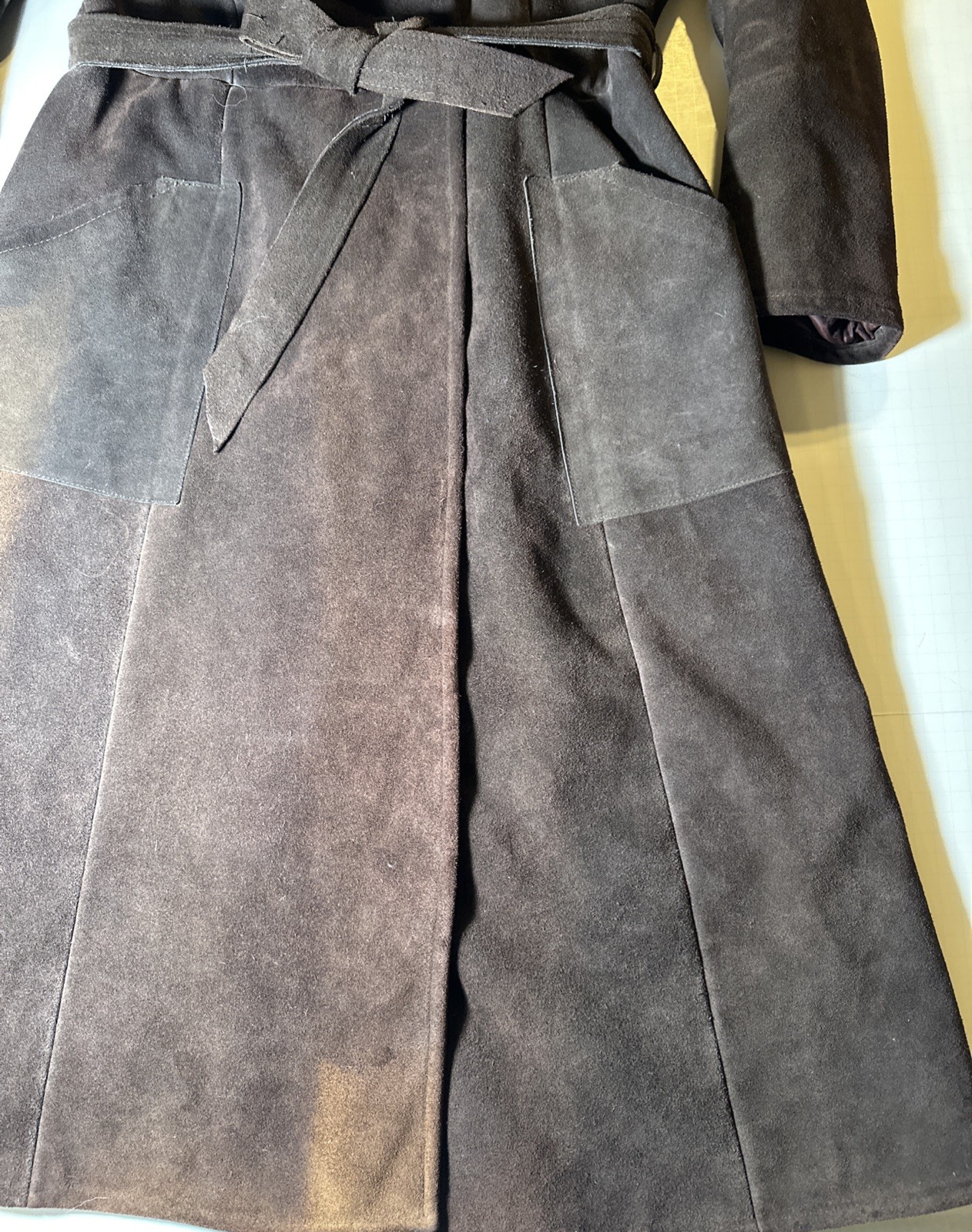 Vintage A&F Originals Abercrombie Fitch Long Suede Coat Dark Brown Penny Lane
