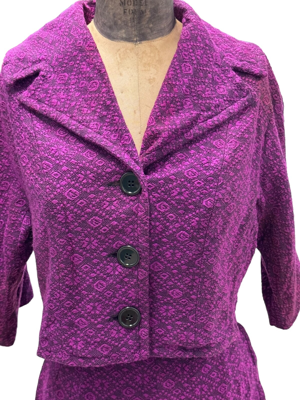 1950s Vintage Suit Purple Tweed Suit w/Cropped Jacket Snyder Craft California S