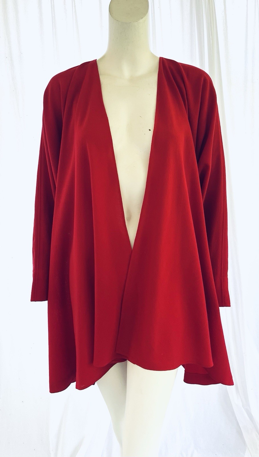 Jean Muir Vintage 1980s Wool Crepe Swing Coat Jacket